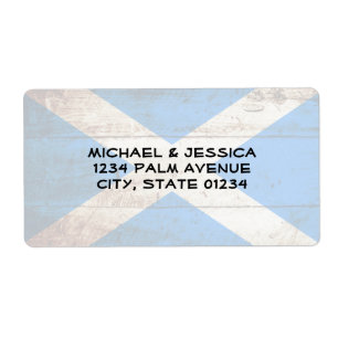 Etiqueta Bandeira de Scotland na grão de madeira velha