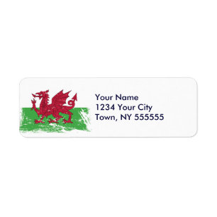 Etiqueta Bandeira de Wales do Grunge
