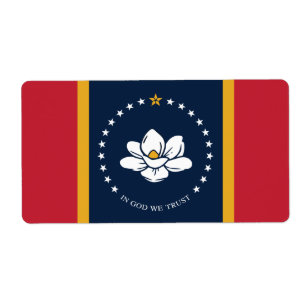 Etiqueta Bandeira do Mississippi - Nova Bandeira da Magnóli