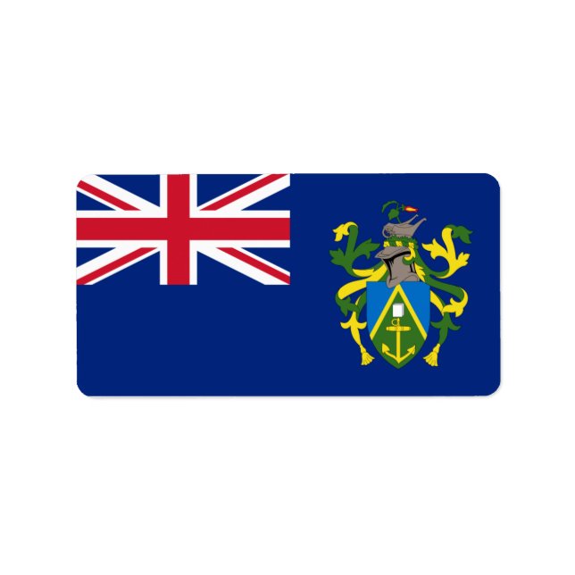Etiqueta Bandeira dos rótulos das ilhas Pitcairn (Frente)