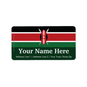 Etiqueta Bandeira lisa de Kenya
