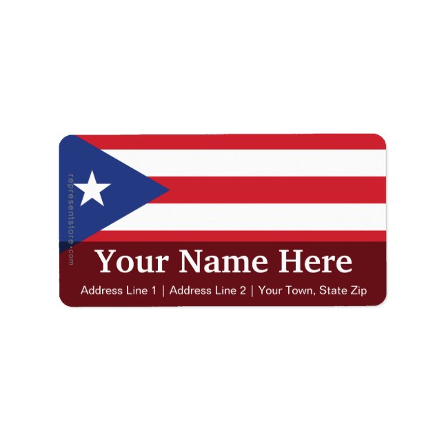 Etiqueta Bandeira Plana de Porto Rico (Frente)