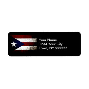 Etiqueta Bandeira preta de Puerto Rico do Grunge
