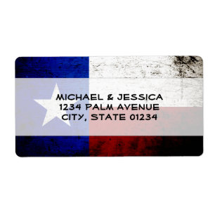 Etiqueta Bandeira preta do estado de Texas do Grunge