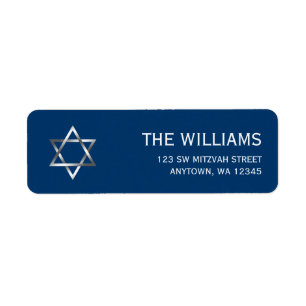 Etiqueta Bar de prata azul Mitzvah da estrela de David