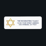 Etiqueta Bar Mitzvah and Bat Mitzvah Blue Gold Address<br><div class="desc">Bar Mitzvah and Bat Mitzvah Blue White Gold Address label</div>