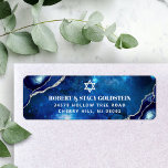 Etiqueta Bar Mitzvah Marinho Watercolor Agate Endereço de D<br><div class="desc">Tenha orgulho, alegria e comemore este marco do seu Bar favorito Mitzvah sempre que você usar esta etiqueta de endereço de retorno personalizada, legal, única e moderna! A tipografia branca e Estrela de David sobrepõem um fundo de aquarela azul-galáxia profundo com agato azul marinho acentuado com veias falso prateadas. Personalize...</div>