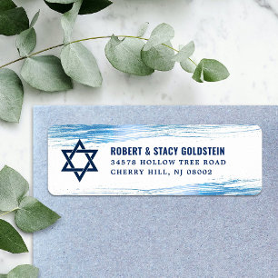 Etiqueta Bar Mitzvah Tipo Marinho Azul Folha Endereço de d