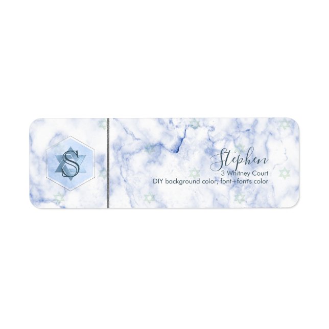 Etiqueta Bar PixDezines Mitzvah Honeycomb+Blue Marble (Frente)