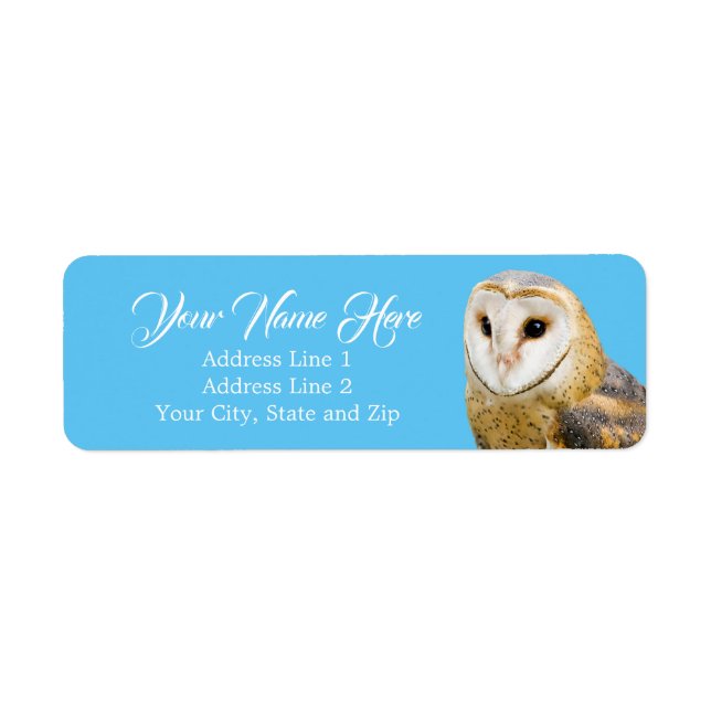 Etiqueta Barn Owl Face Blue Return Address (Frente)