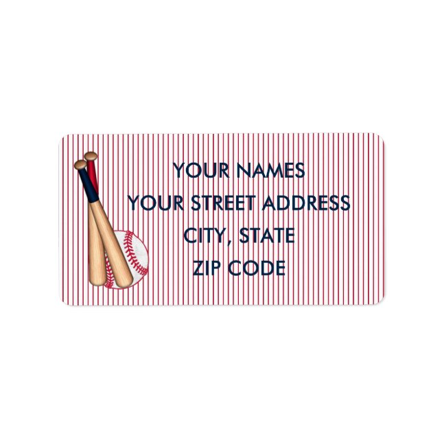 Etiqueta Baseball Bats Red Stripes Address Labels (Frente)