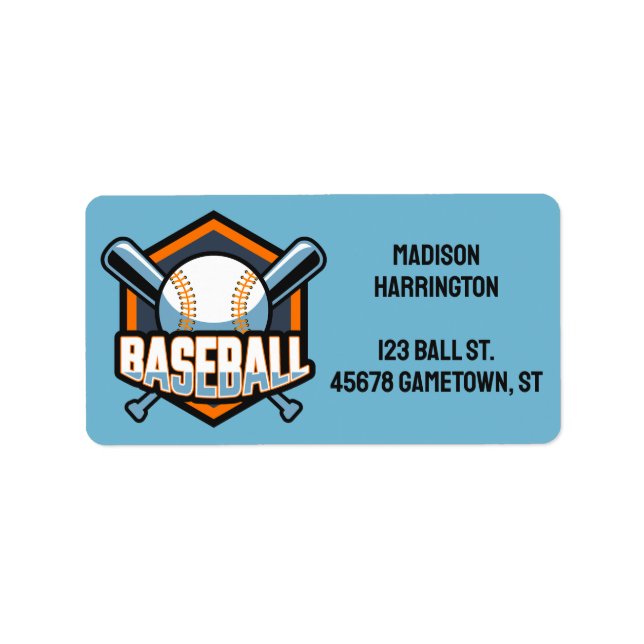 Etiqueta Baseball Personalizado, Texto e Cores (Frente)