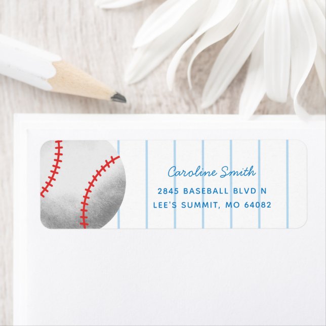Etiqueta Baseball Sports Red e Blue Return Address (Insitu)