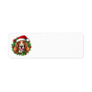 Etiqueta Basset Hound Christmas Wreath