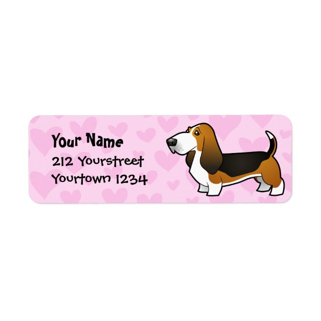 Etiqueta Basset Hound Love (Frente)