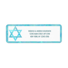Etiqueta Bat Mitzvah Blue Opal Watercolor Na moda Star