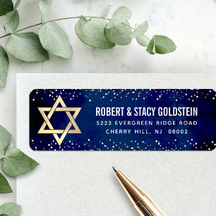 Etiqueta Bat Mitzvah Marinha Dourado Brilho Negrito Endereç