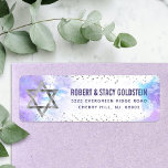 Etiqueta Bat Mitzvah Silver Foil Purple Watercolor Address<br><div class="desc">Be proud, rejoice and celebrate this milestone of your favorite Bat Mitzvah! Use this stunning, modern, sparkly silver faux foil Star of David and tiny dots against a soft purple watercolor background, return address label to herald her special day. Personalize the custom text with your name and address. Guaranteed to...</div>