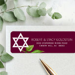 Etiqueta Bat Mitzvah Star do David Burgundy Endereço de Dev<br><div class="desc">Tenha orgulho, alegria e mostre este marco do seu Bat Mitzvah favorito com esta sofisticada etiqueta de endereço de retorno personalizada! Uma estrela branca de David, folha de aquarela, e o moderno tipo san serif sobrepõe-se a um fundo burgundy. Personalize o texto personalizado com seu nome e endereço. Garantido para...</div>