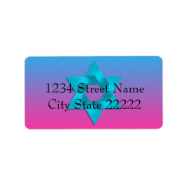 Etiqueta Bat Mitzvah Turquoise para o Ombre Rosa com Estrel