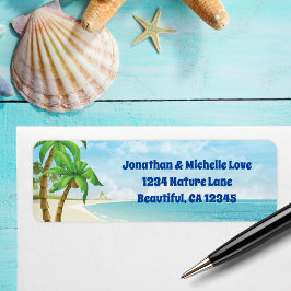 Etiqueta Beach and Palm Trees Tropical Address