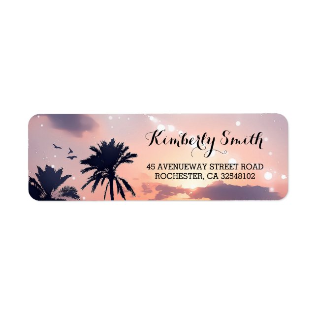 Etiqueta Beach Sunset Palms Wedding (Frente)