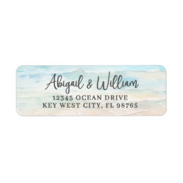 Etiqueta Beach Watercolor Wedding Return Address