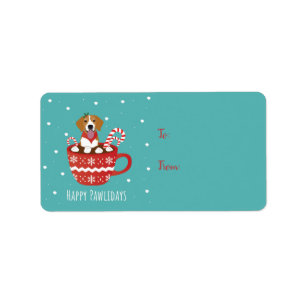 Etiqueta Beagle Dog Feliz Pawlidays