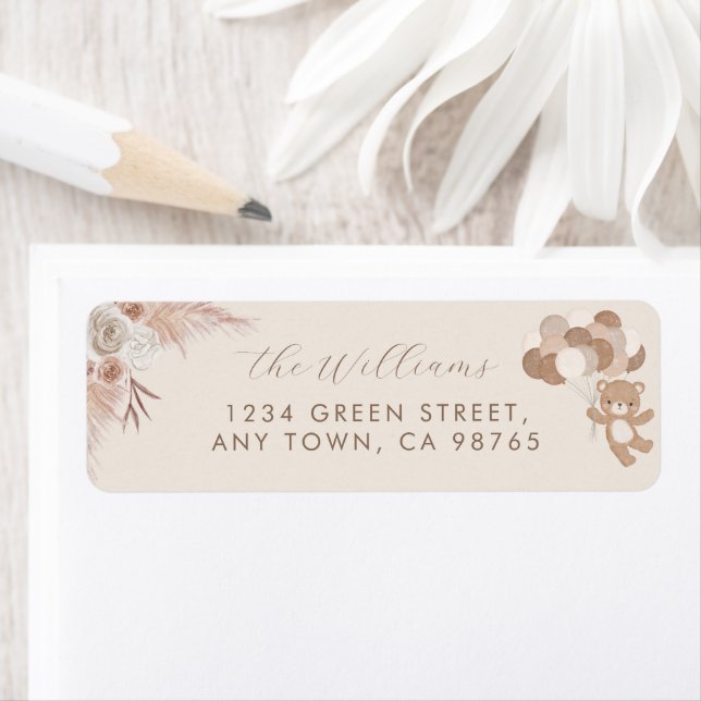 Etiqueta Bearly Wait Neutral Teddy Bear Baby Shower (Insitu)