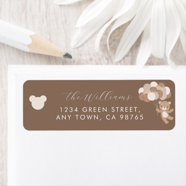 Etiqueta Bearly Wait Taupe Teddy Bear Minimalist (Insitu)