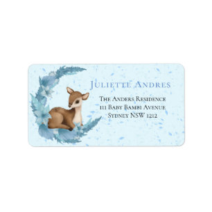 Etiqueta Bebê Bambi Azul Nuvens Estrelas Rótulo de Endereço