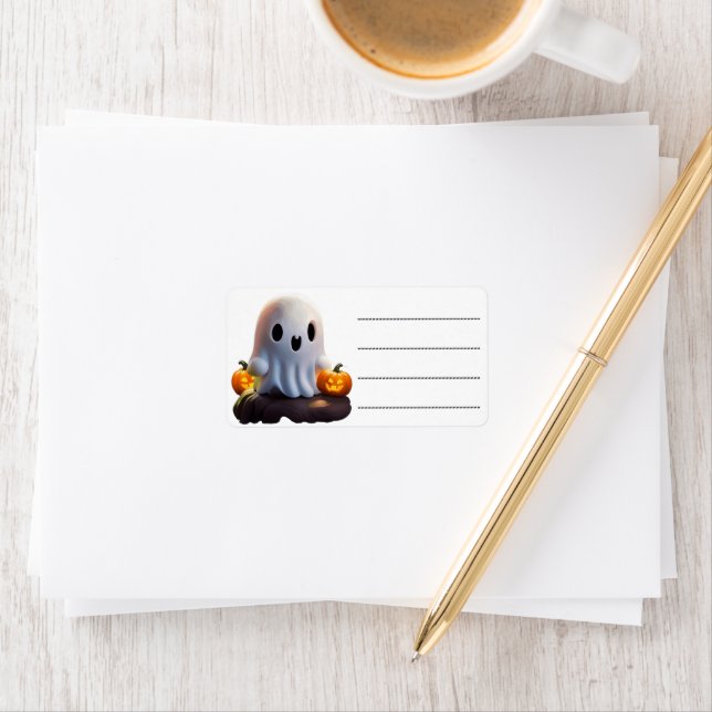 Etiqueta Bebê Fantasma Caráter de Dia das Bruxas (Insitu)