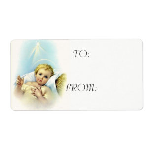 Etiqueta Bebê Jesus no Manger