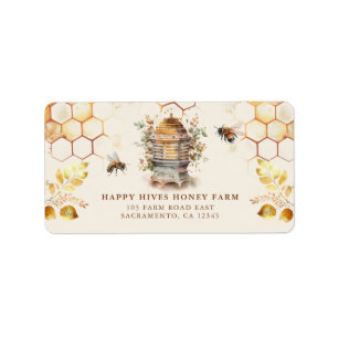 Etiqueta Bee Hive Beekeeper Watercolor