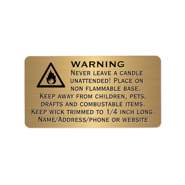 Etiqueta Beeswax Candle Gold Warning Label (Frente)