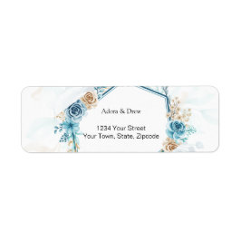 Etiqueta Beige blue Elegant Floral Wedding