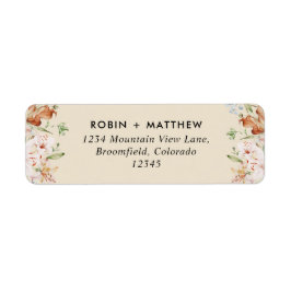 Etiqueta Beige com Terthy Blooms Endereço de Devolução de C