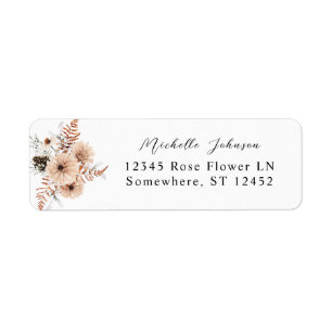 Etiqueta Beige & Pine Floral Return Address Label