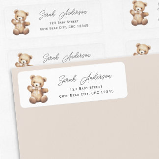 Etiqueta Beige Teddy Urso Sexo Chá de fraldas Neutro