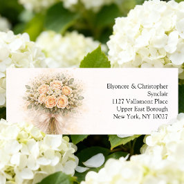 Etiqueta Beige Whimsical Watercolor Romantic Couple Wedding