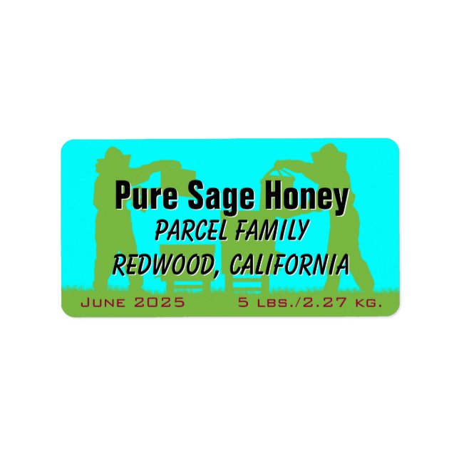 Etiqueta Bekeeper Silhouette Blue Personated Honey Jar (Frente)