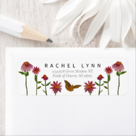 Etiqueta Bela Flores Rosa Borboleta