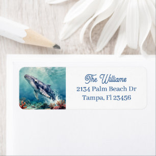 Etiqueta Bela Ilustração de Baleia com Impasto Oceânico
