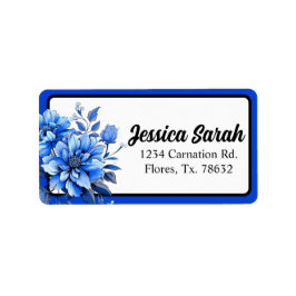 Etiqueta Beleza Floral Azul e Branco