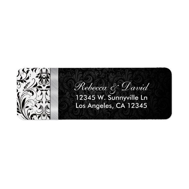 Etiqueta Belo Black and White Damask (Frente)
