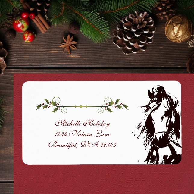 Etiqueta Belo Cavalo e Holly Winter Holiday Address (Beautiful Horse and Holly Winter Holiday Address Label)