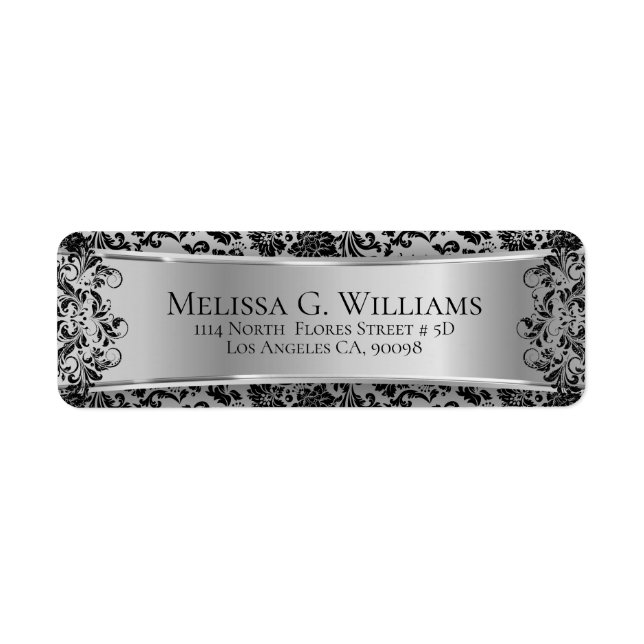 Etiqueta Belo Prata E Damas Pretas E Lace (Frente)