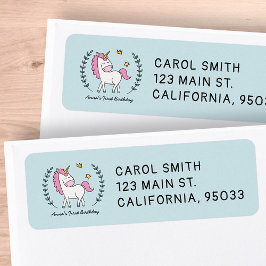 Etiqueta Belo Unicórnio em Laurels. Aniversário