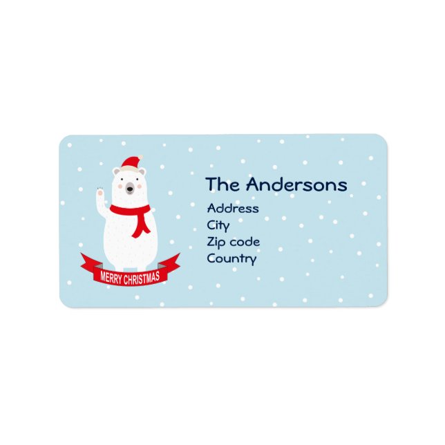 Etiqueta Belo Urso Polar de Natal (Frente)