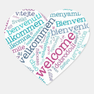 Etiqueta BEM-VINDA do coração de Wordcloud